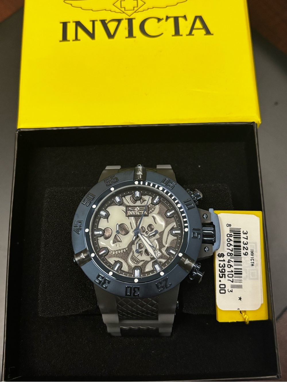 INVICTA Subaqua Chronograph Quartz Black Dial Skull Men's Watch 37329 New - Picture 4 of 11
